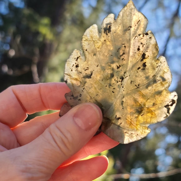 Laboradite handcarved crystal leaf 🍃 - Picture 3 of 8
